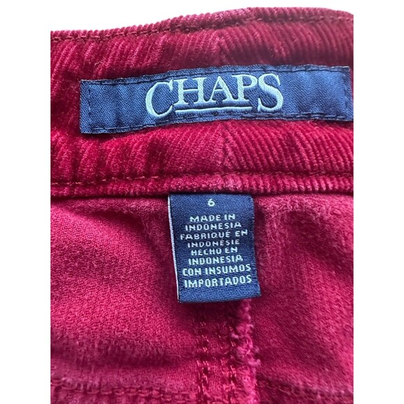Chaps Womens Corduroy Pants Red Velvet Feel Size 6 Preppy Y2K Style Fall - Picture 5 of 14